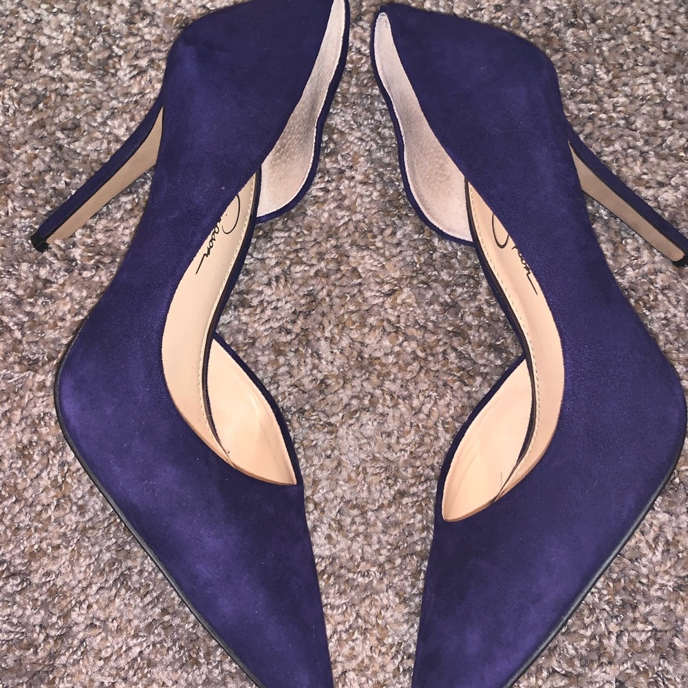 Blue suede high heels size 8